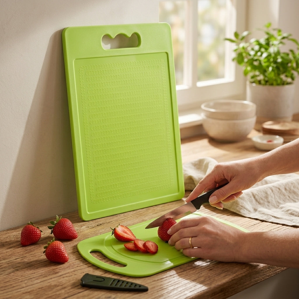 Set de 2 Tablas para Picar + Cuchillo de Acero Inoxidable