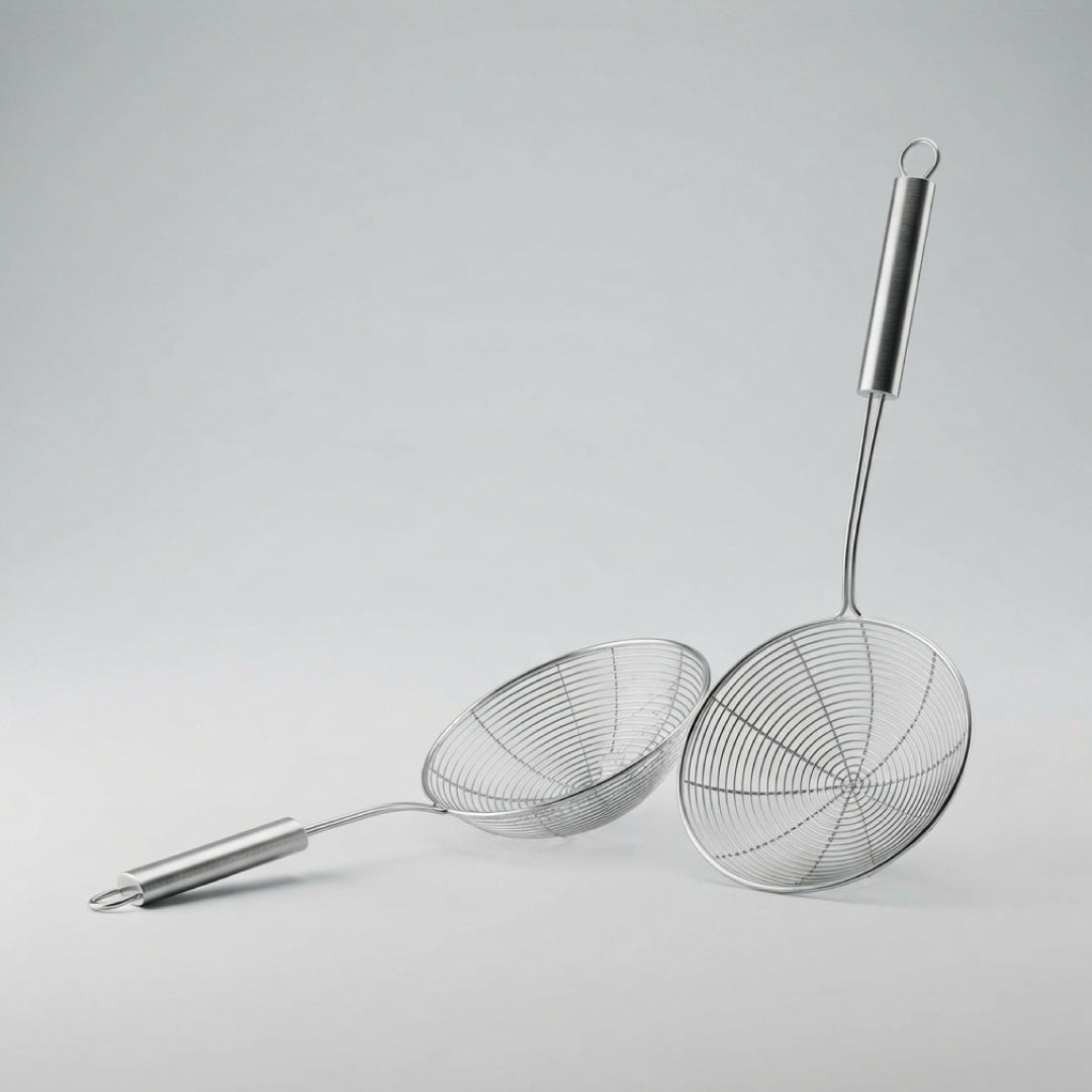 Set de 2 Coladores Espumadera de Acero Inoxidable