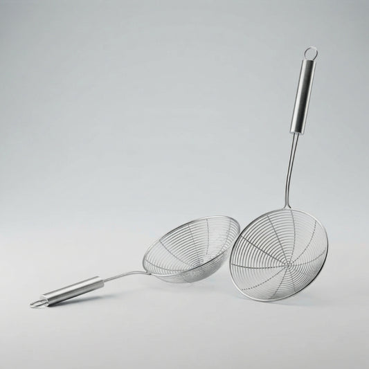 Set de 2 Coladores Espumadera de Acero Inoxidable